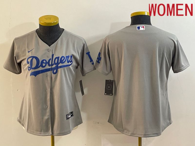 Women Los Angeles Dodgers Blank Grey Nike Game MLB Jersey style 4